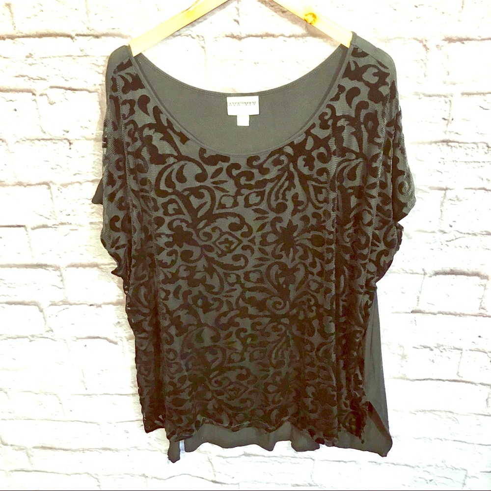 AVA & VIV sleeveless black burnout top